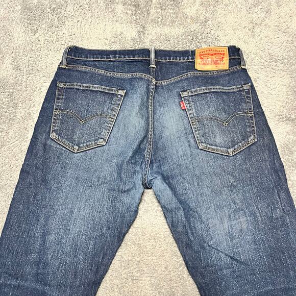 Levis 502 Jeans Mens 34 x32 Blue Slim Taper Stretch Denim Five Pocket Classic - Picture 5 of 13